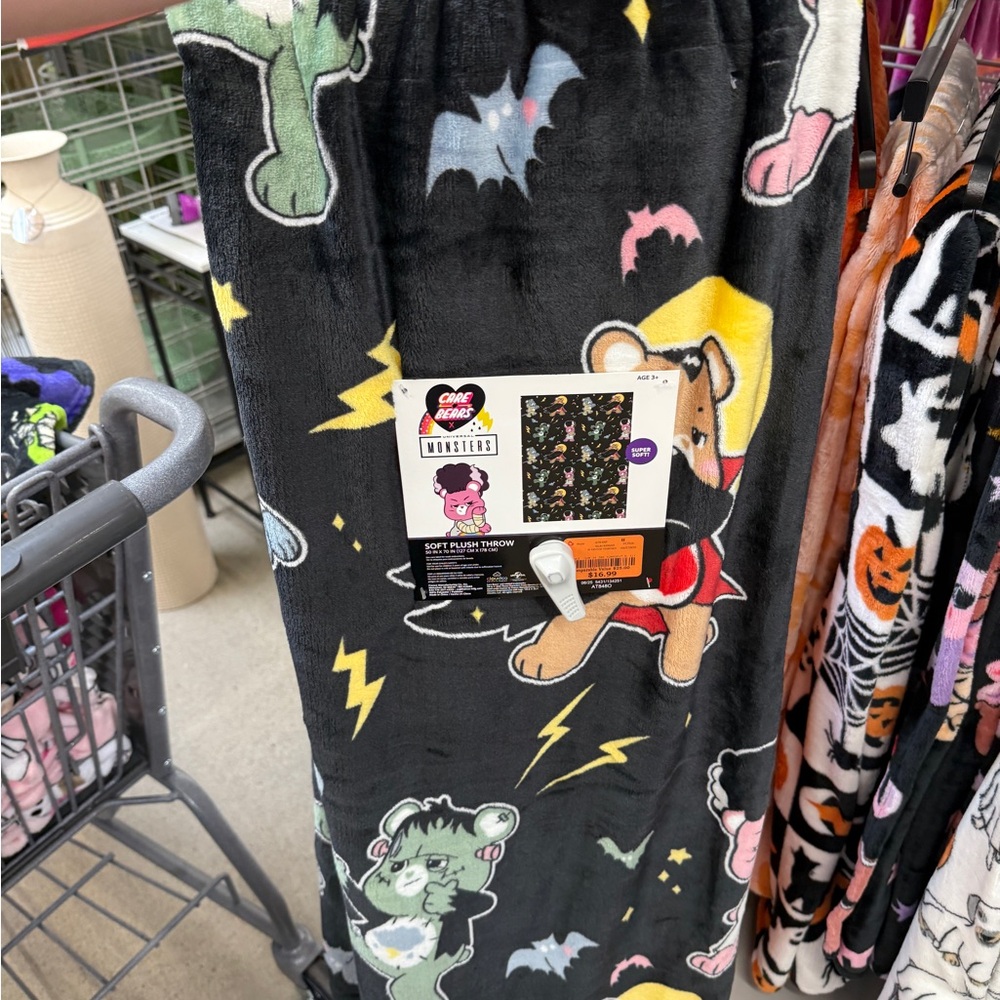 Care Bears Black and Multicolor Throw Blanket Halloween